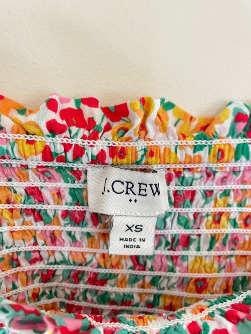 J. Crew Floral Smocked Tie-Strap Tank Top in Yellow, Pink, Green - Picture 5 of 5